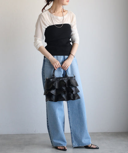 【雑誌掲載・ショップチャンネルOA商品】撥水2WAYフリルハンドバッグ　12-1162
