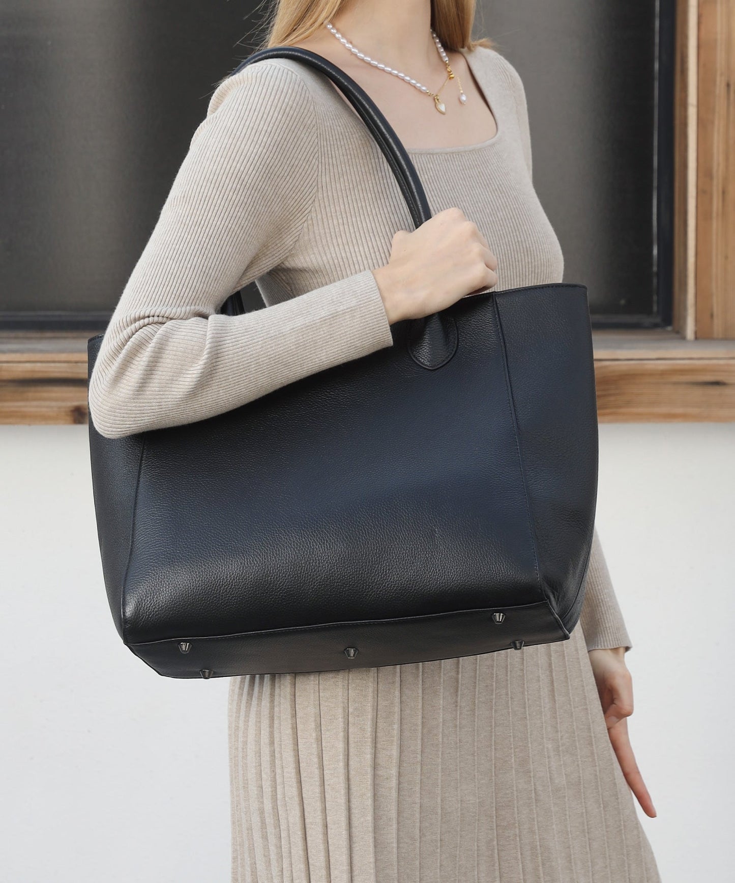 レザーA4すっぽりシンプルトートバッグ　18-1182